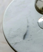 Round Orange Glass Base Marble Topped Side Table - The Farthing