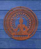 Round Rustic Buddha Metal Garden Wall Art - The Farthing