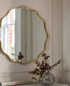 Round Rustic Gold Wavy Edge Wall Mirror - The Farthing