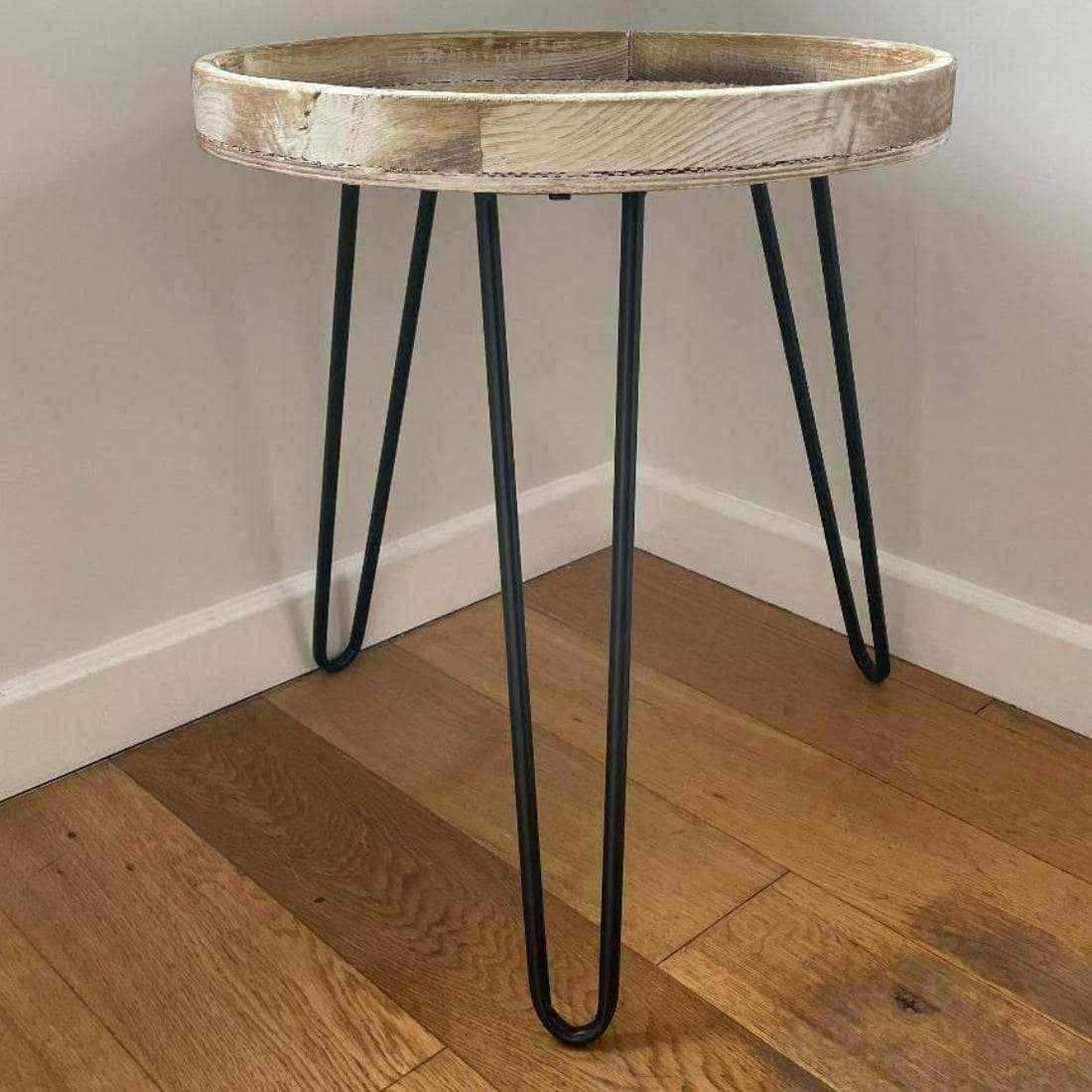 Round Rustic Woven Topped Lipped Side Table - The Farthing