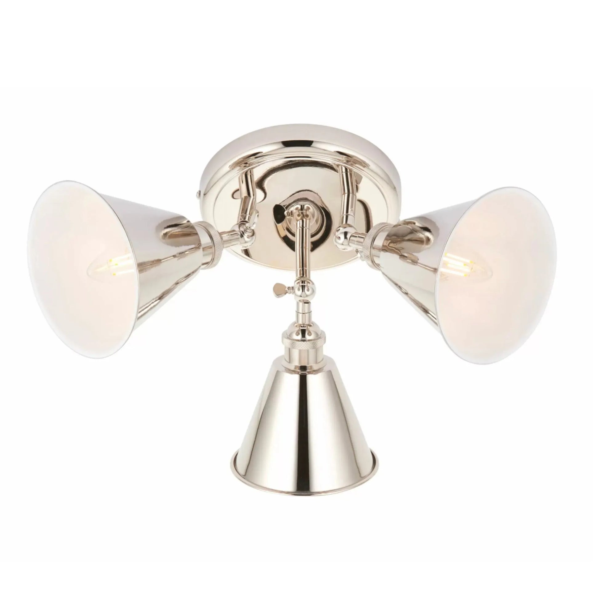 Round Shiny Nickel Trio Ceiling Spot Light - The Farthing