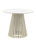 Round Sloping Slatted Wood & Marble Top Dining Table - The Farthing