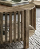 Round Vertical Slatted Coffee Table - The Farthing