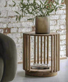 Round Vertical Slatted Side Table - The Farthing