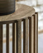 Round Vertical Slatted Side Table - The Farthing