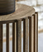 Round Vertical Slatted Side Table - The Farthing