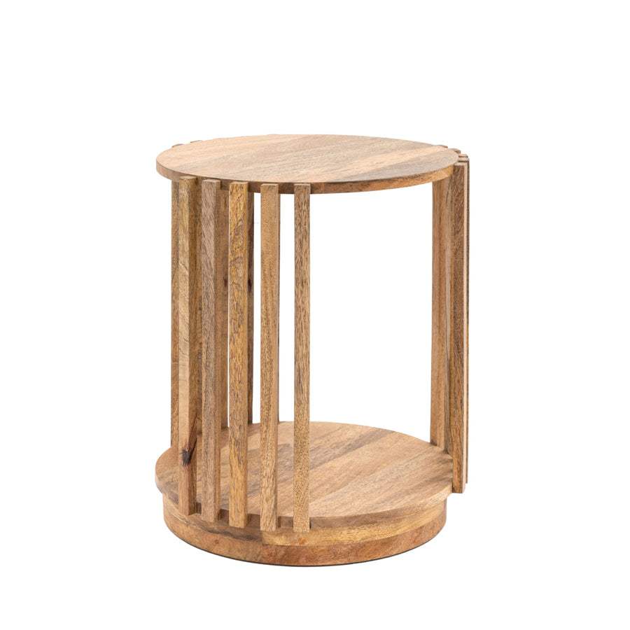 Round Vertical Slatted Side Table - The Farthing