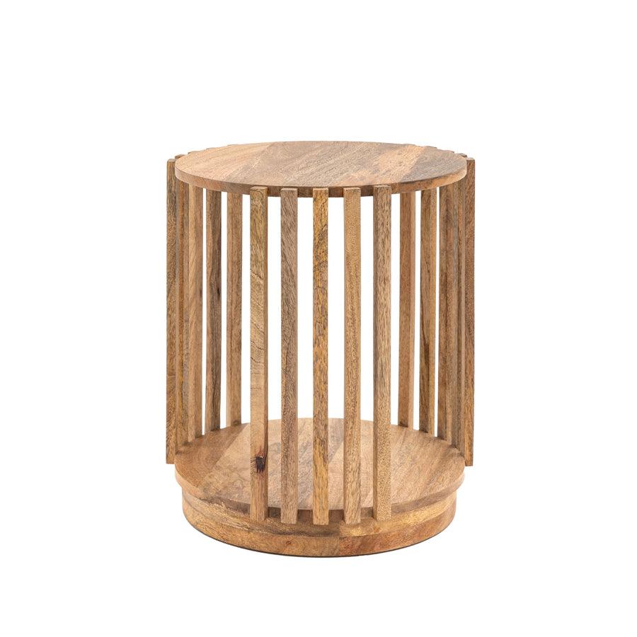 Round Vertical Slatted Side Table - The Farthing