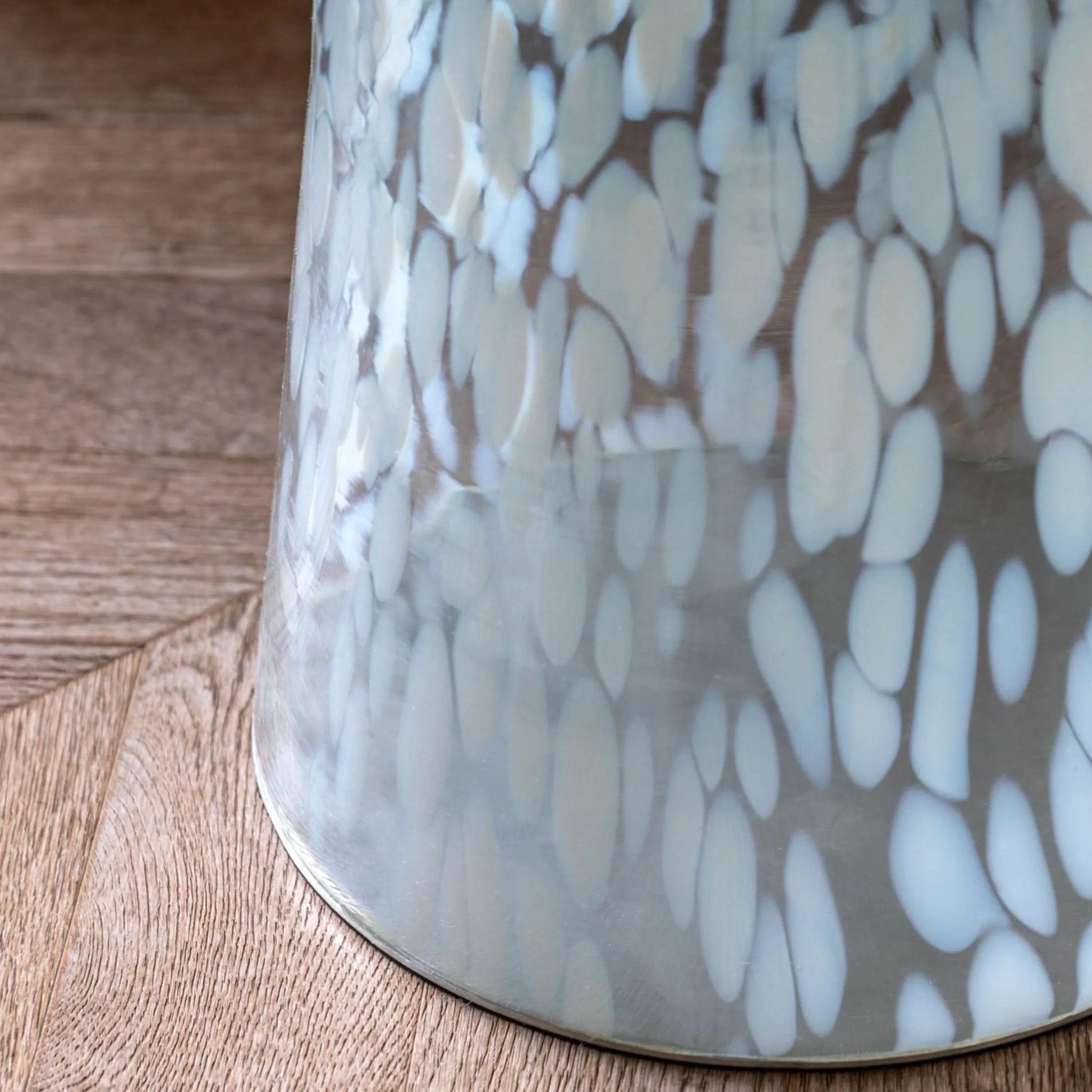 Round White Mottled Glass Side Table - The Farthing