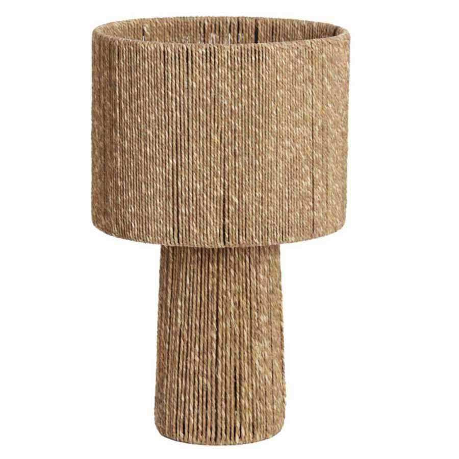 Round Woven Natural Jute Table Light & Shade - The Farthing
