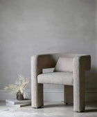 Rounded Back Taupe Fabric Armchair - The Farthing