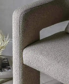 Rounded Back Taupe Fabric Armchair - The Farthing