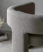 Rounded Back Taupe Fabric Armchair - The Farthing