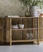 Rounded Edge Vertical Slatted Wooden Sideboard - The Farthing