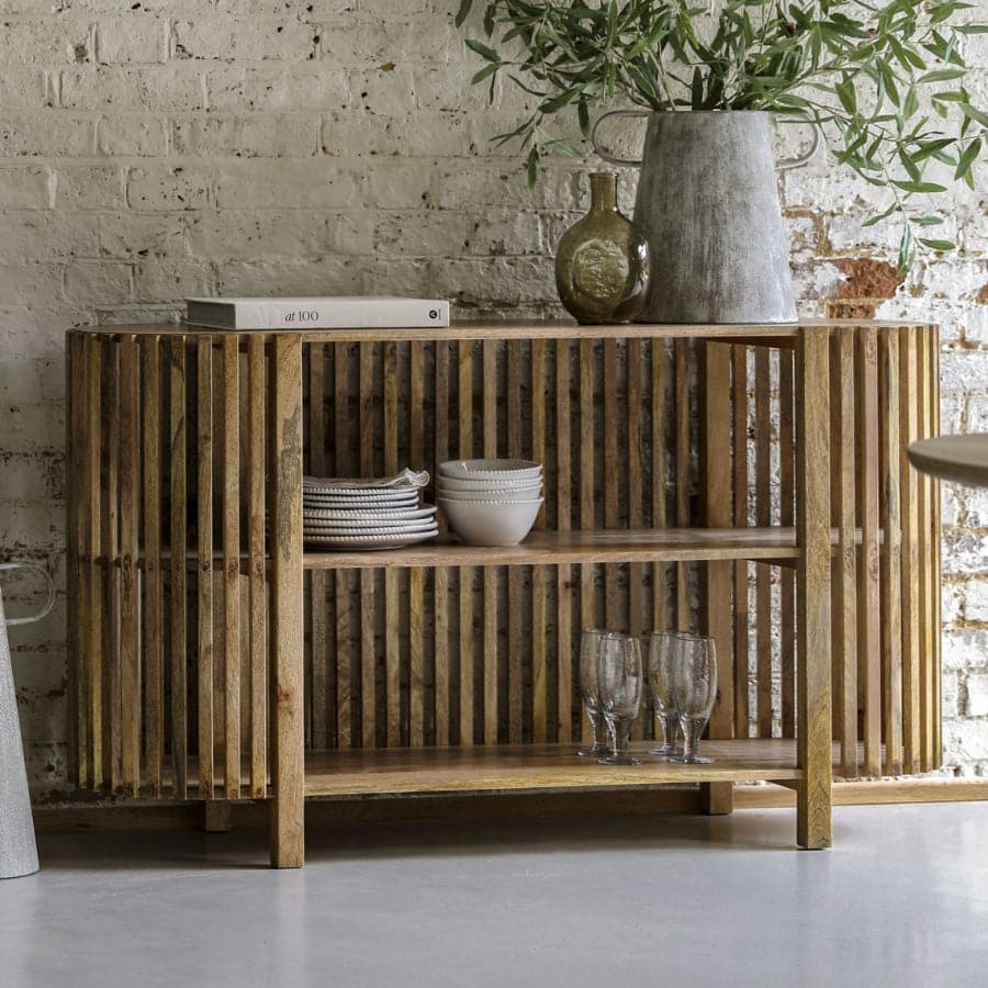 Rounded Edge Vertical Slatted Wooden Sideboard - The Farthing