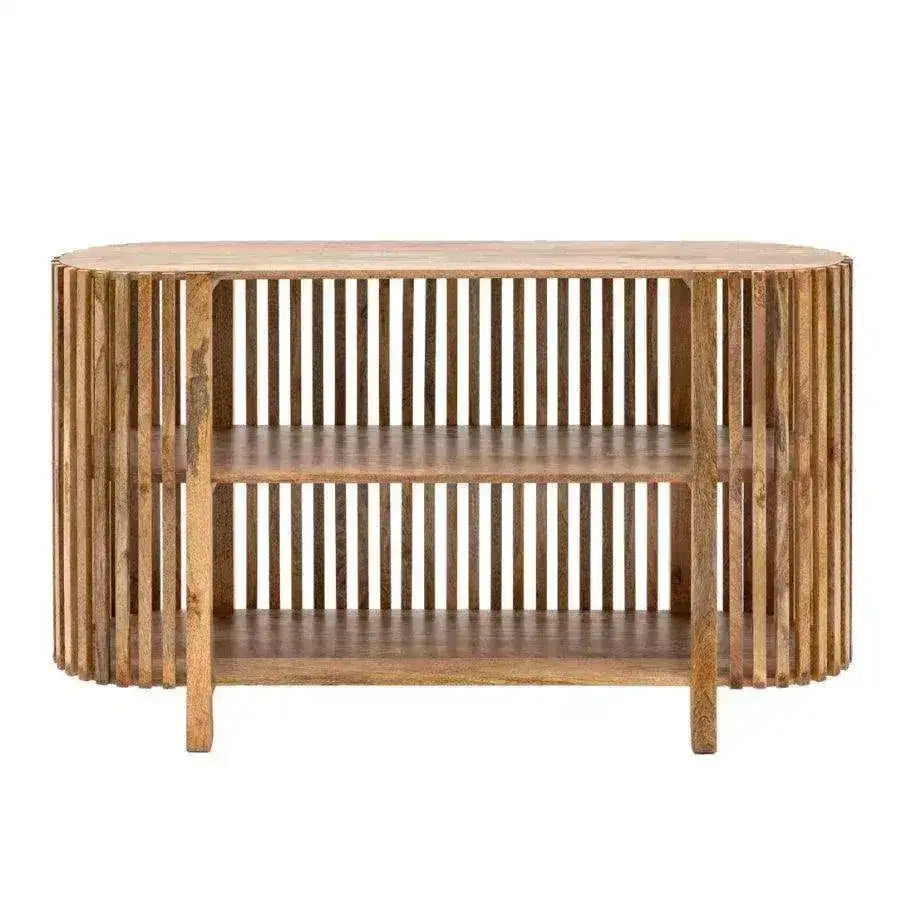 Side Board Rounded Rounded Edge Vertical Slatted Wooden Sideboard