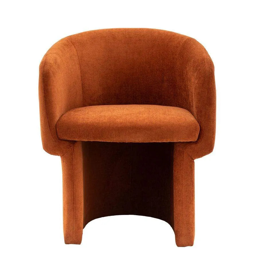 Rust Fabric Curved Tub Dining Chair - The Farthing