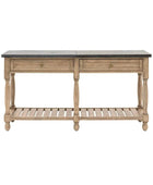 Rustic American Pine Marble Top Console Table - The Farthing