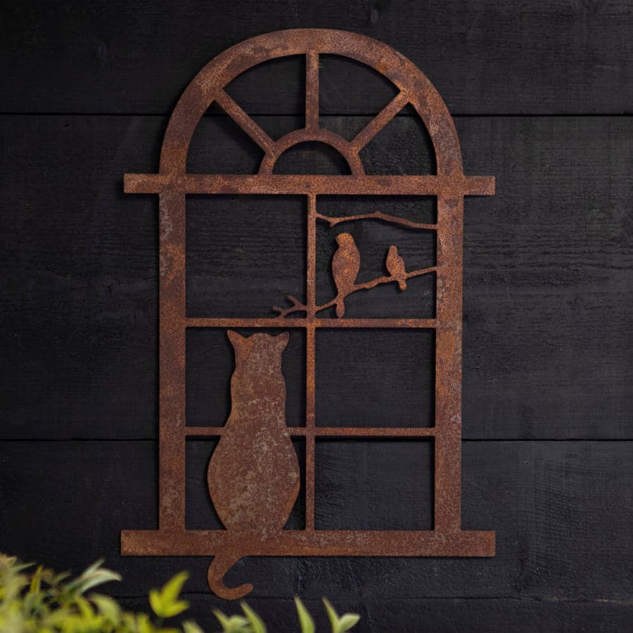 Rustic Cat at Window Metal Wall Art - The Farthing