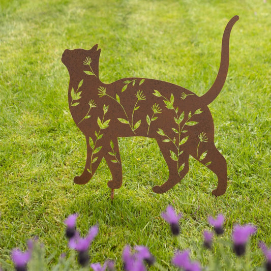 Rustic Cat Decorative Garden Stake - The Farthing