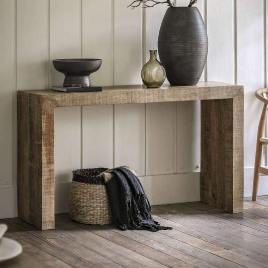 Rustic Chunky Mango Wood Console Table - The Farthing