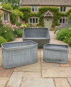 Set - 3 Rustic Fluted Rectangle Planters 2