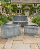 Set - 3 Rustic Fluted Rectangle Planters