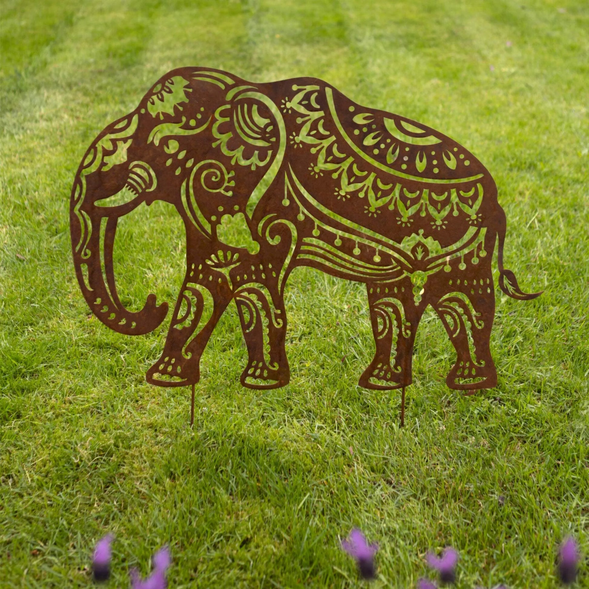 Rustic Elephant Decorative Garden Stake - The Farthing