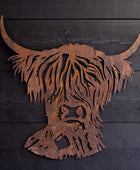 Rustic Highland Cow Metal Garden Wall Art - The Farthing