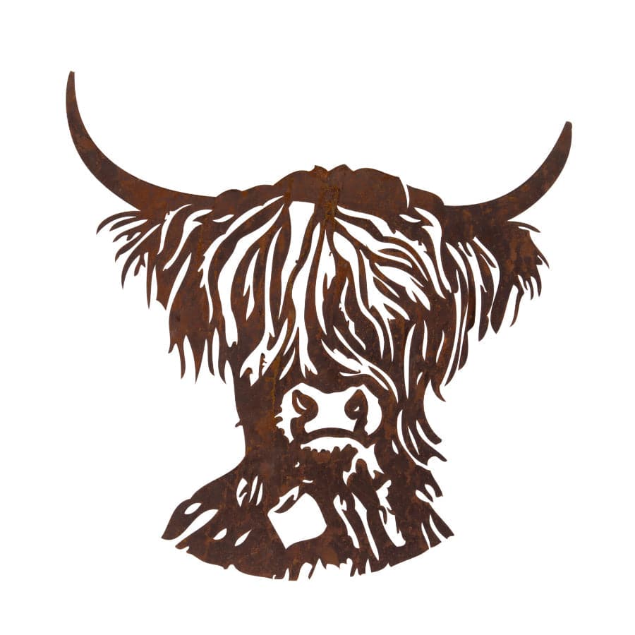 Rustic Highland Cow Metal Garden Wall Art - The Farthing