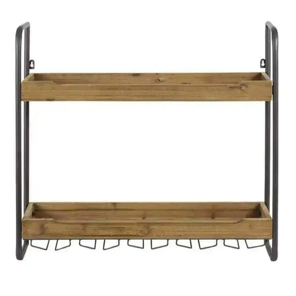 Rustic Kitchen Wall Shelf with Glass Holder