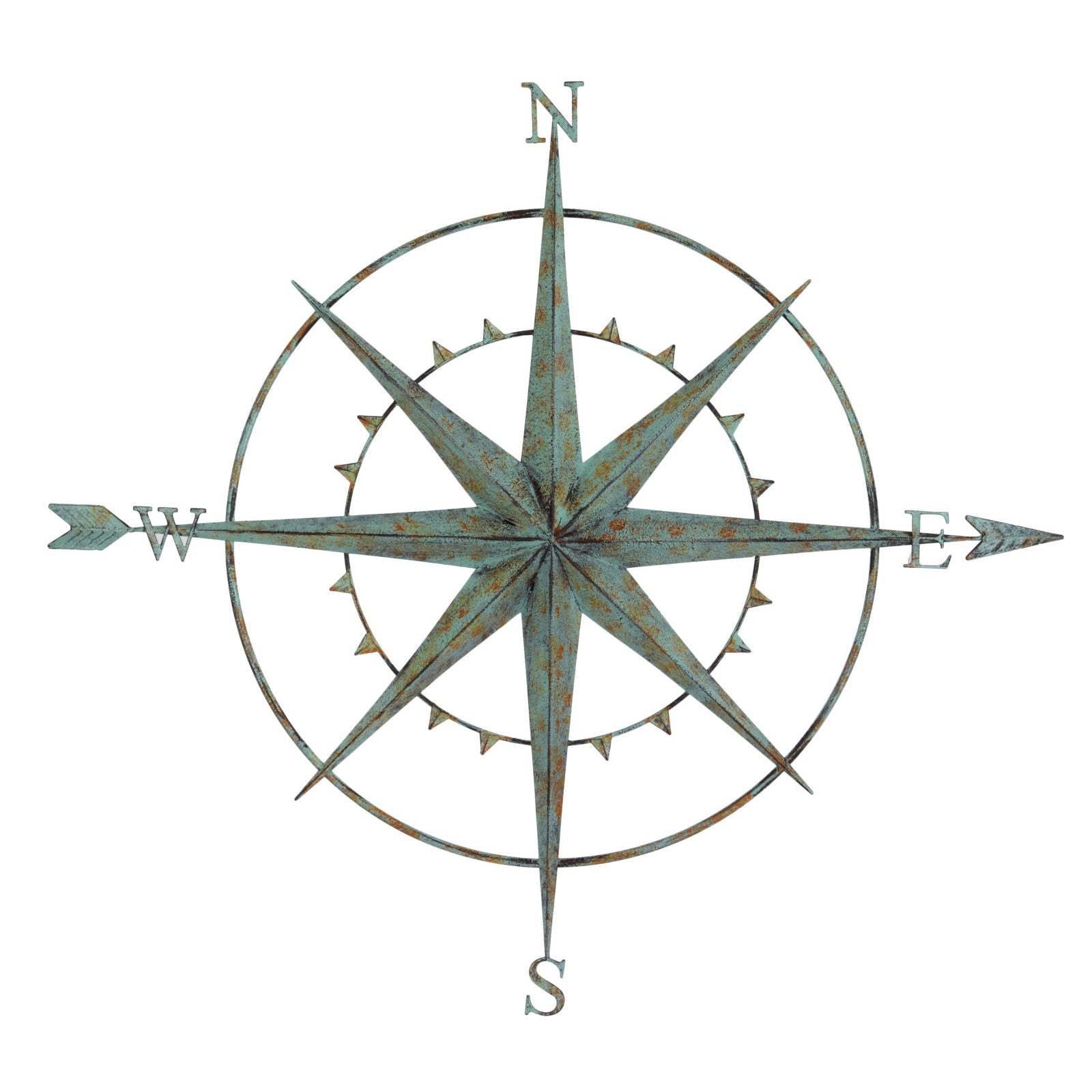 Rustic Metal Compass Garden Wall Art - The Farthing