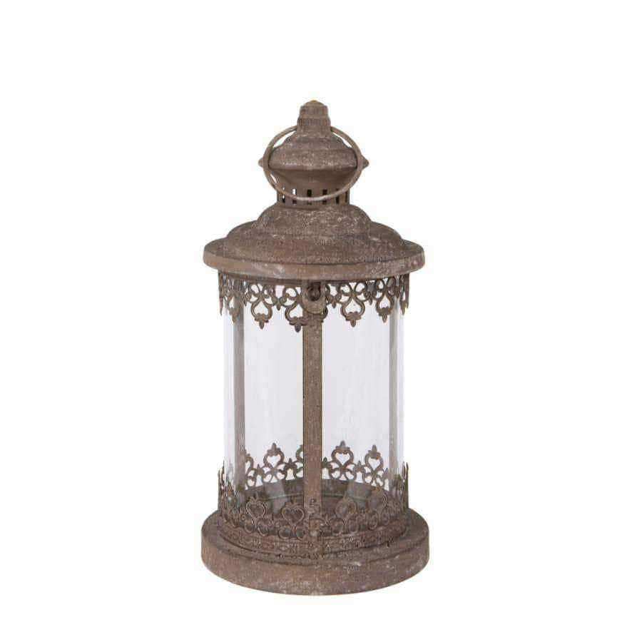Rustic Metal frame & Glass Candle Lantern - The Farthing