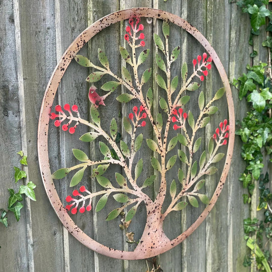 Rustic Metal Tree with Berries Wall Art - The Farthing