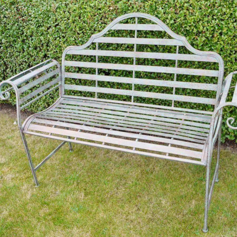 Rustic Painted Iron Garden Bench - The Farthing