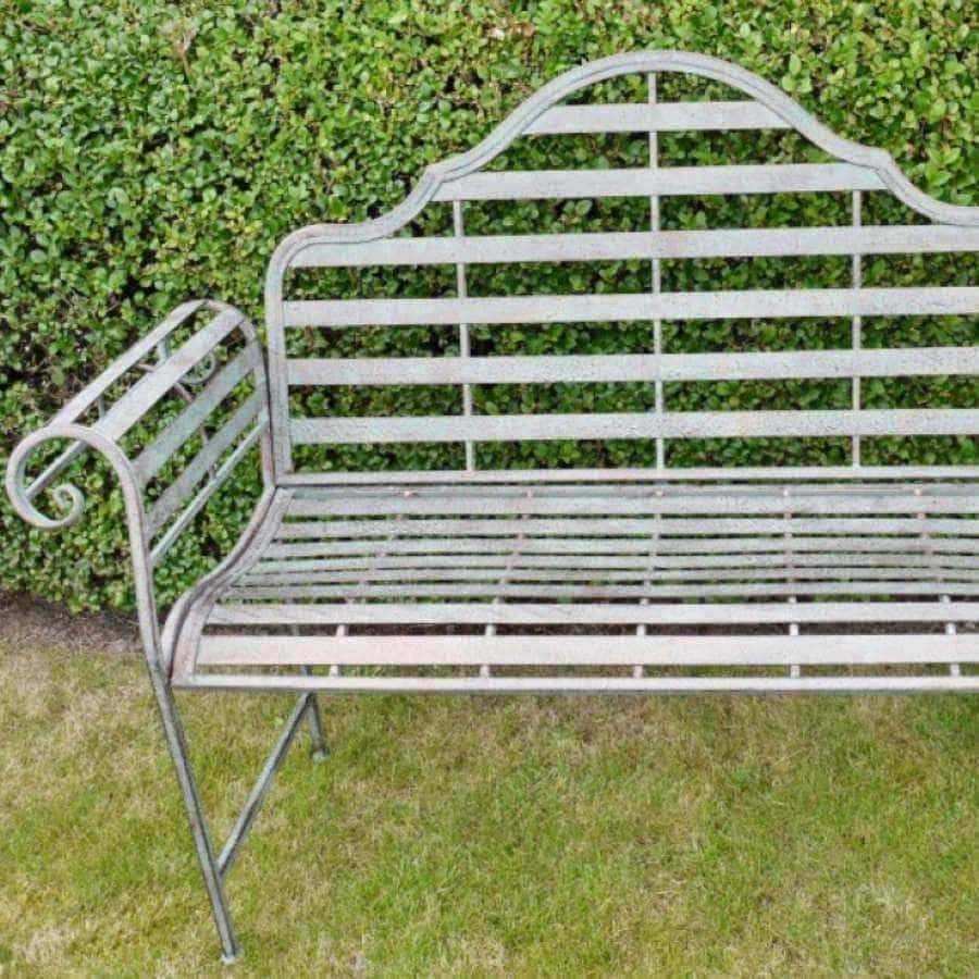 Rustic Painted Iron Garden Bench - The Farthing