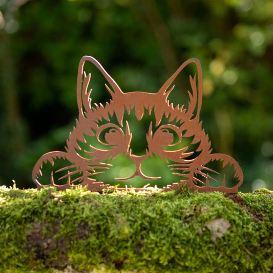 Rustic Peeping Fence Cat Silhouette - Wall / Fence Mounted - The Farthing