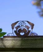 Rustic Peeping Fence Pug Silhouette - Wall / Fence Mounted - The Farthing