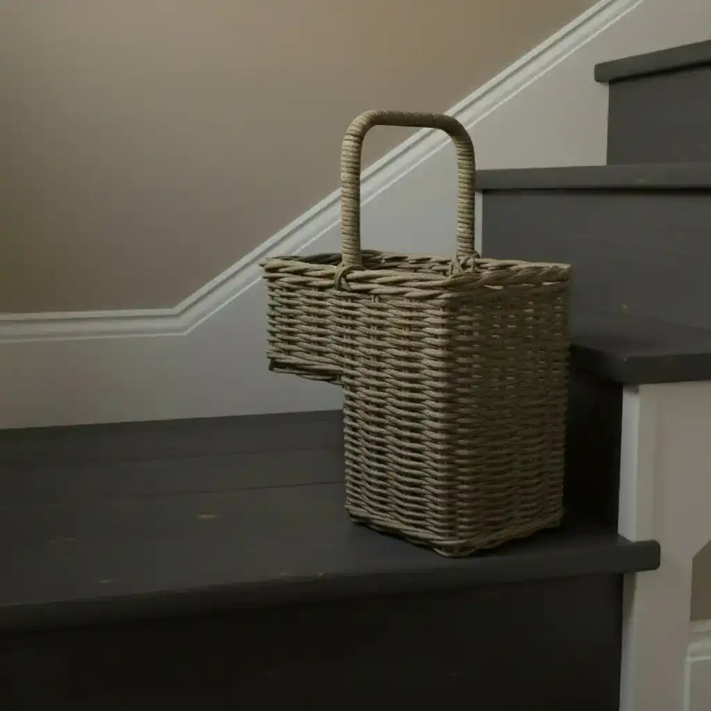 Rustic Rattan Stair Basket