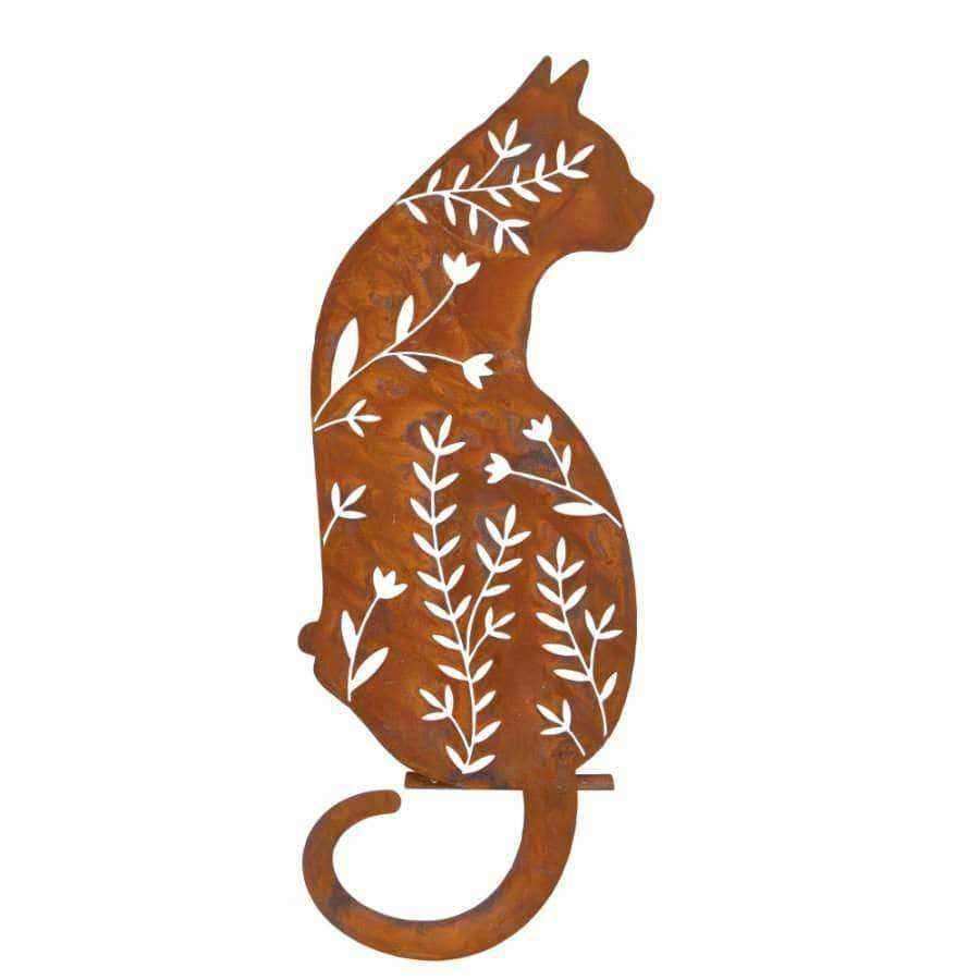 Rustic Rusty Cat Garden Silhouette - Wall / Fence Mounted - The Farthing