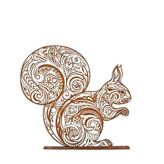 Rustic Rusty Squirrel Garden Silhouette - Wall / Fence Mounted - The Farthing