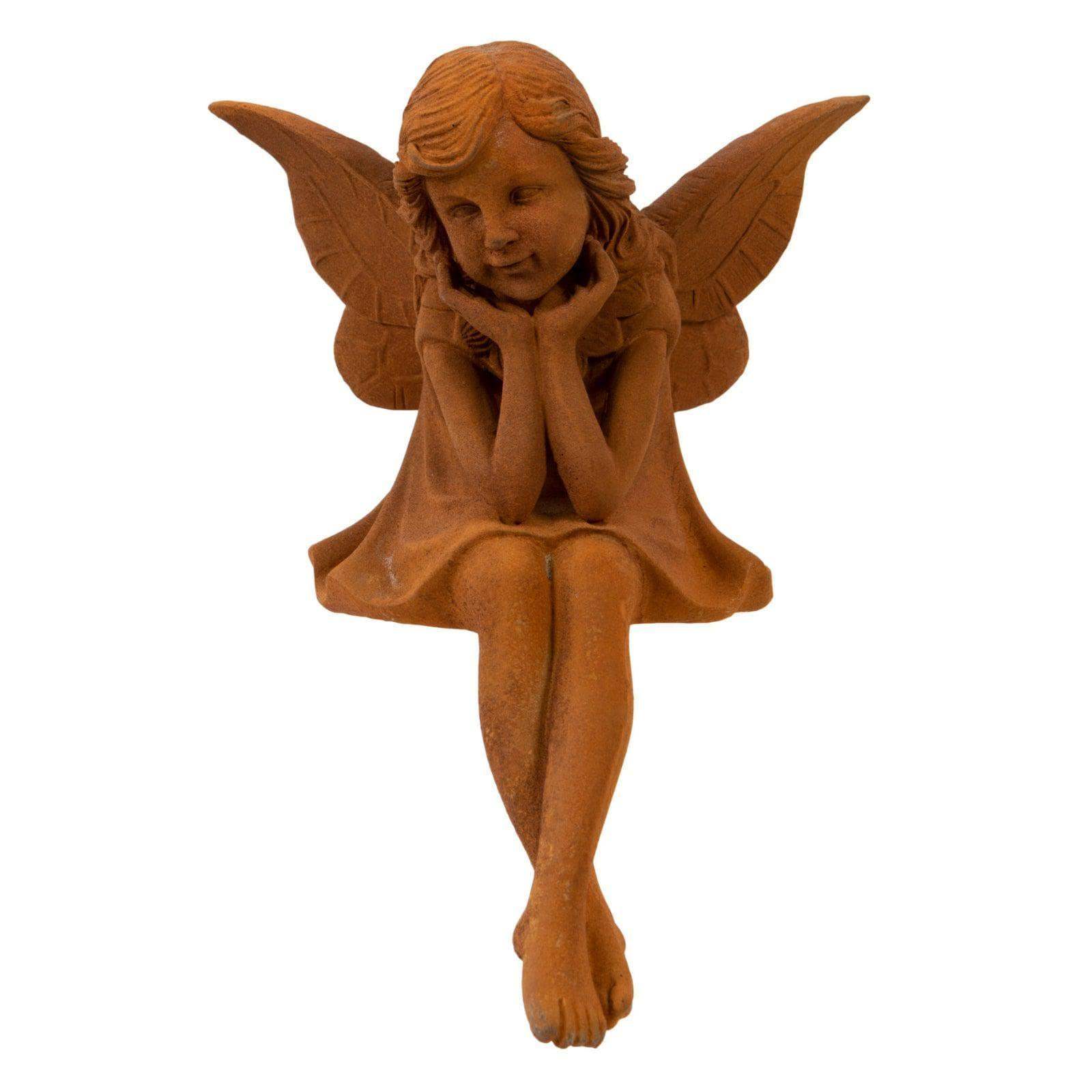 Rustic Rusty Wall Sitting Garden Angel - The Farthing