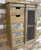 Rustic Wooden 5 Drawer Sliding Door Cabinet - The Farthing