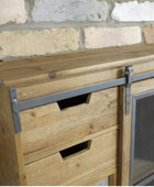Rustic Wooden 5 Drawer Sliding Door Cabinet - The Farthing