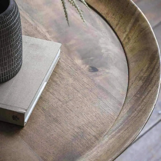 Rustic Wooden Round Lipped Beehive Coffee Table - The Farthing