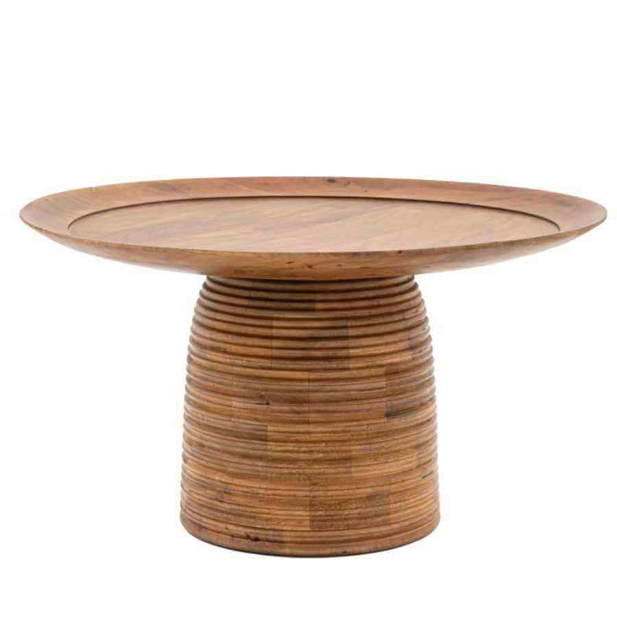 Rustic Wooden Round Lipped Beehive Coffee Table - The Farthing