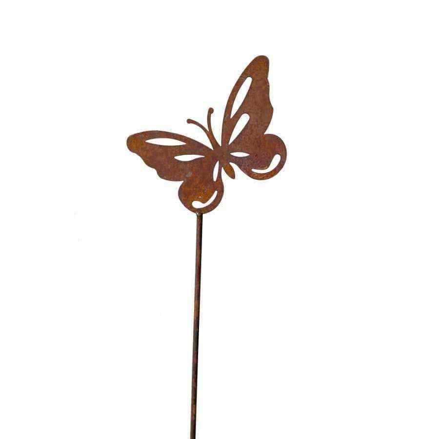 Rusty Butterly Silhouette Garden Plant Pot Pin - The Farthing