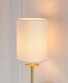 Satin Brass Wall Light and White Shade - The Farthing