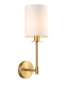 Satin Brass Wall Light and White Shade - The Farthing