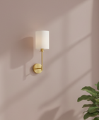 Satin Brass Wall Light and White Shade